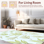 Light Green Leafy Branch Pattern Rug