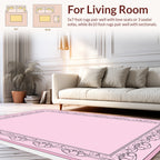 Ornate Swirls Decorative Pink Rug