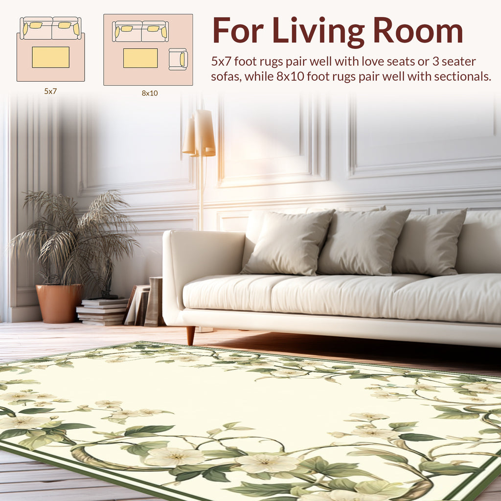 Vine Blossom Botanical Design Rug