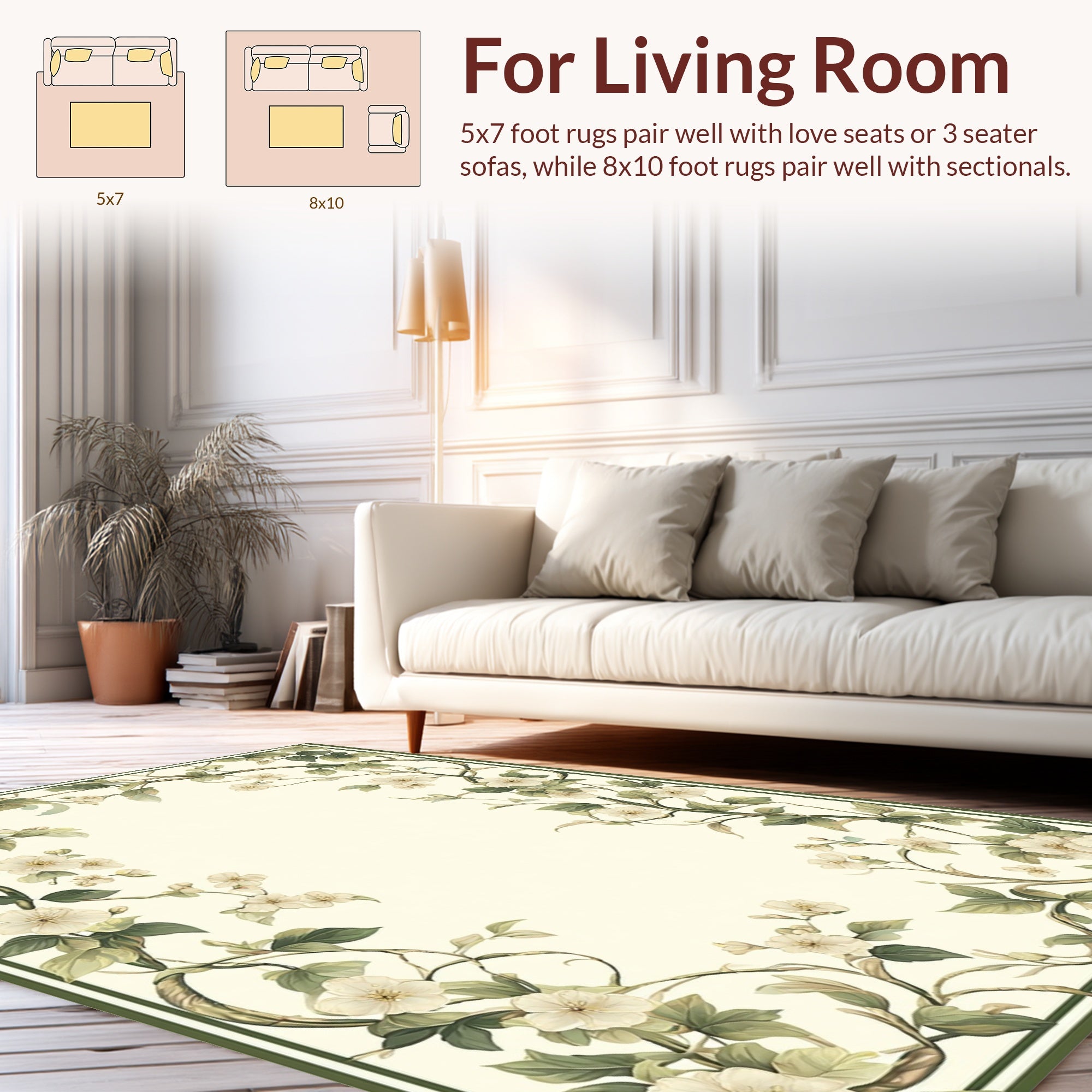 Vine Blossom Botanical Design Rug