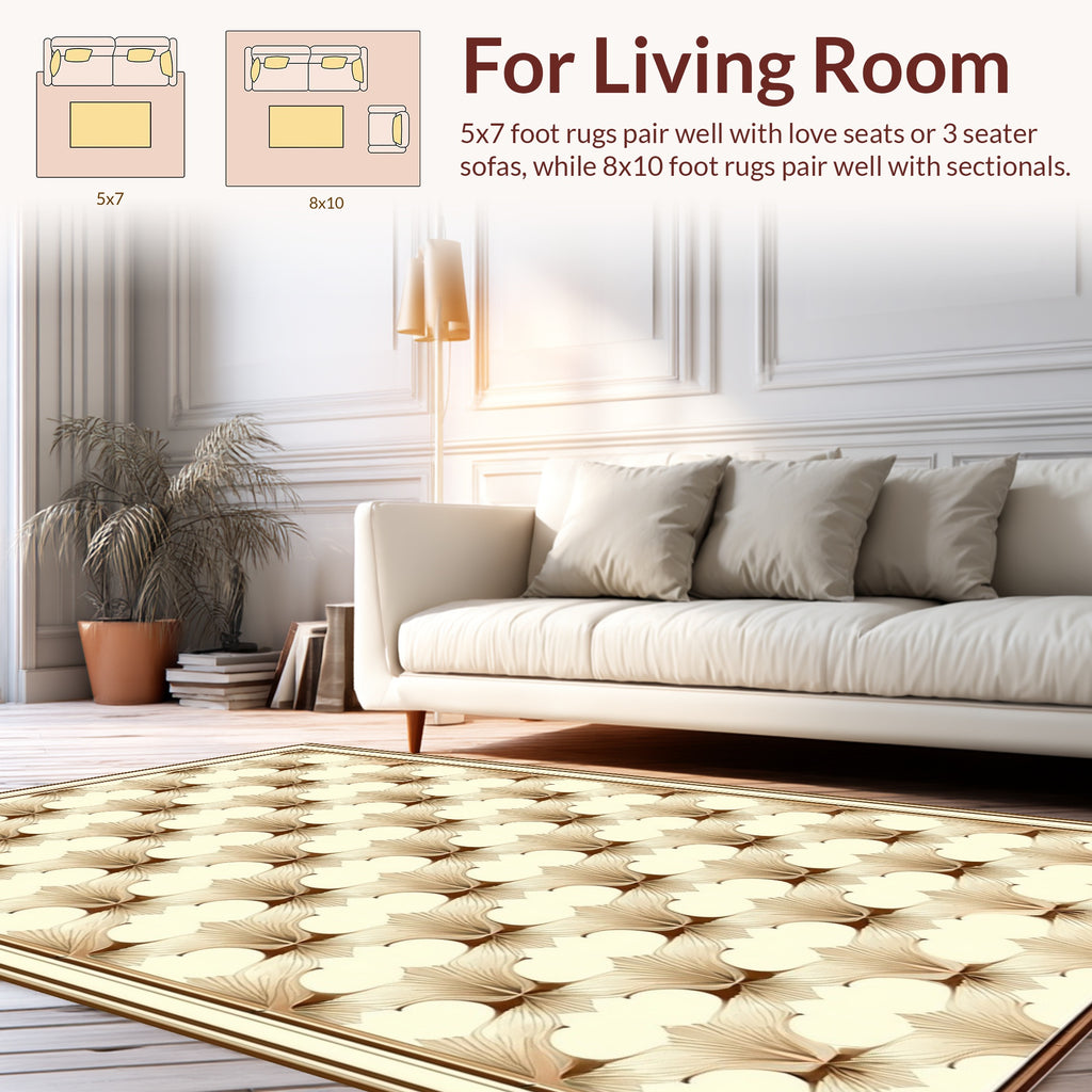Elegant Gold Art Deco Fan Pattern Rug