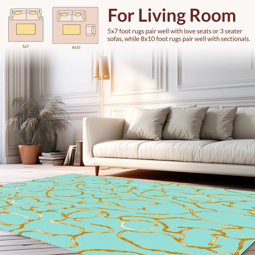 Gold Abstract Contour Pattern Rug