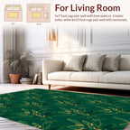 Emerald Green Abstract Leaf Pattern Rug