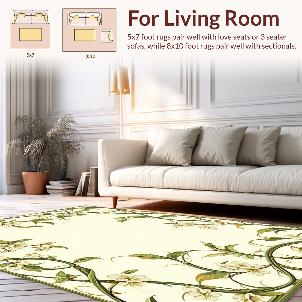 Elegant Floral Vine Border Design Rug