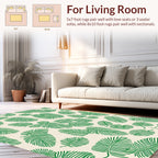 Tropical Leaf Patterned Green Rug