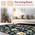 Birds and Blossoms Dark Floral Pattern Rug