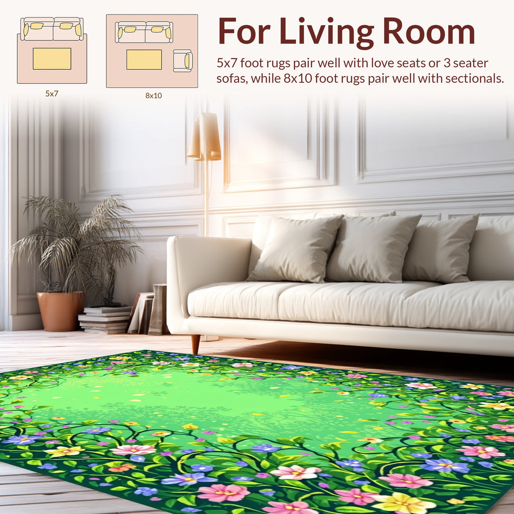 Whimsical Vines And Floral Garden Rug
