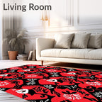 Bold Red Black Abstract Faces Rug