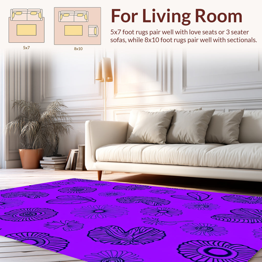 Purple Floral Heart Abstract Pattern Rug