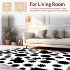 Abstract Black White Organic Shapes Rug