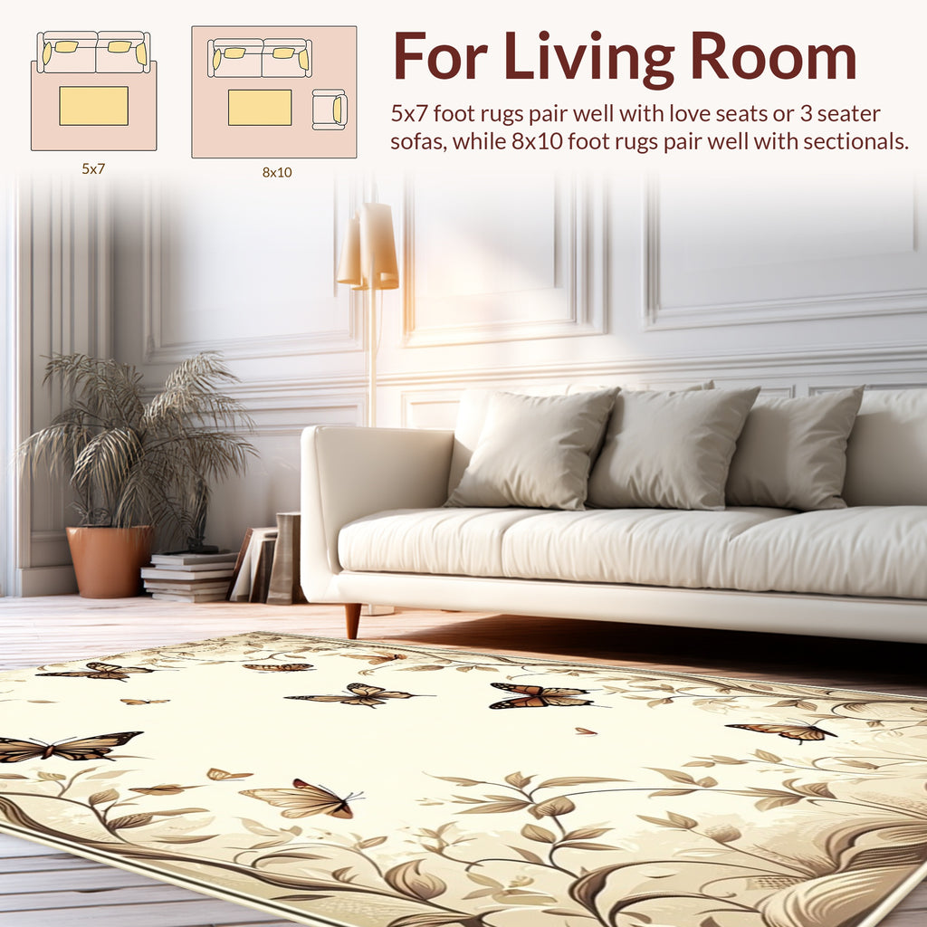 Earthy Tones Butterfly Vine Design Rug