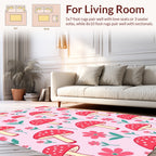 Pink Mushroom Flower Pattern Rug