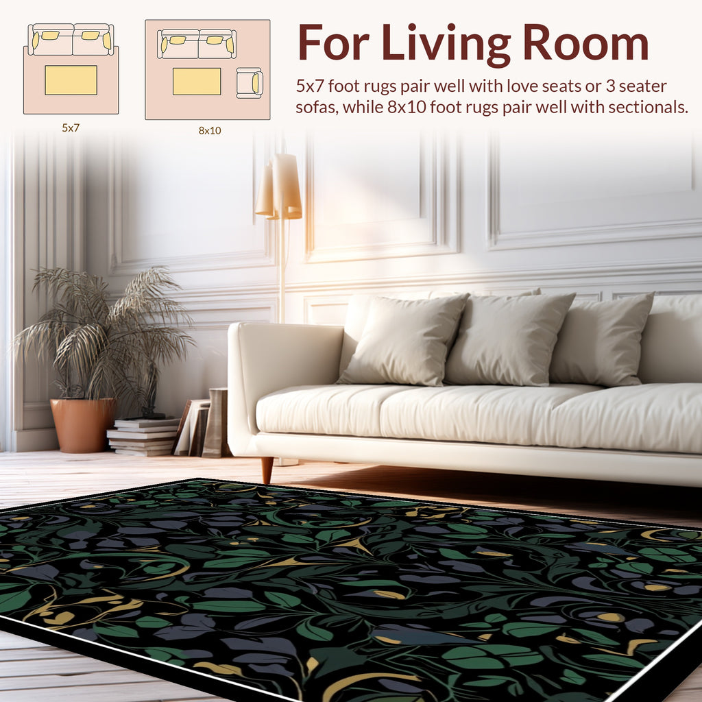 Dark Floral Vines Symmetry Design Rug