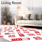 Red Geometric Abstract Rose Rug