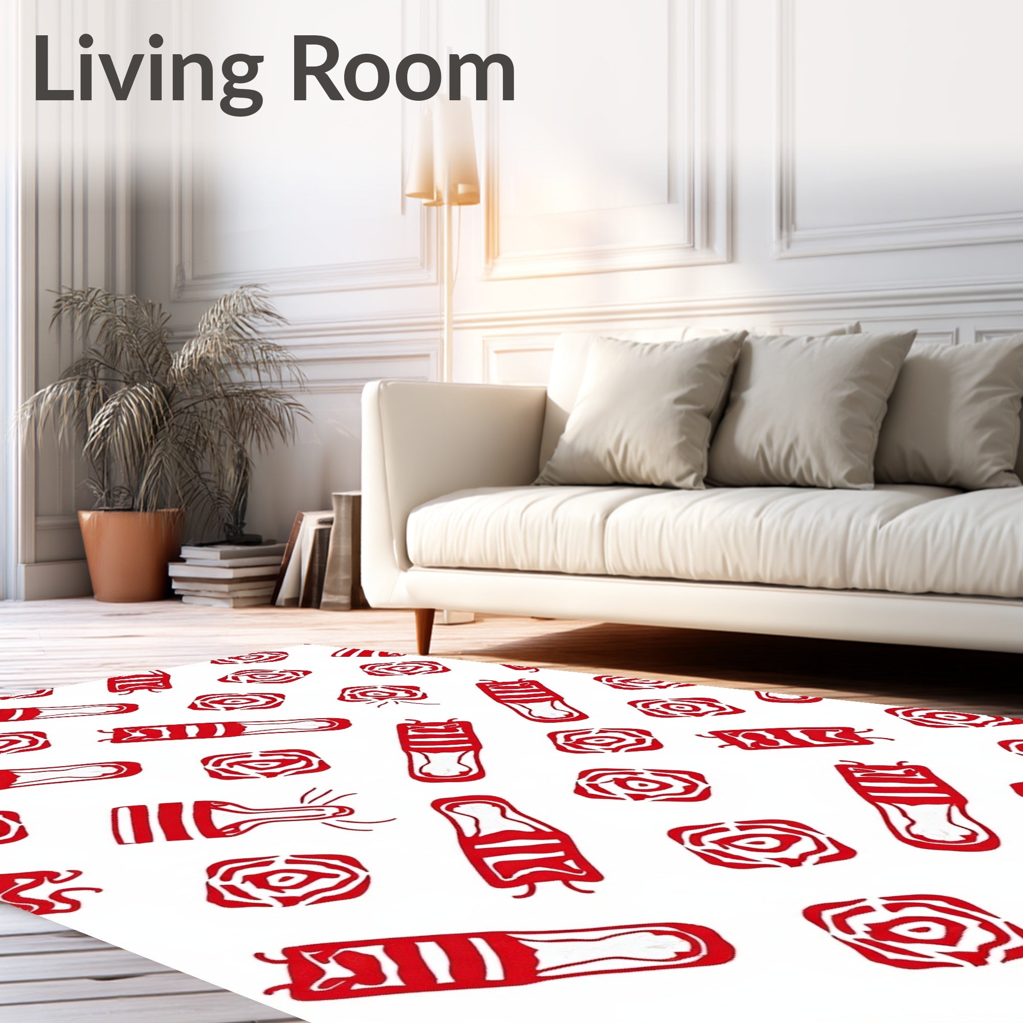 Red Geometric Abstract Rose Rug
