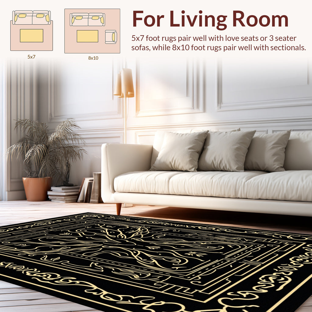 Art Nouveau Gold Tree Design Rug