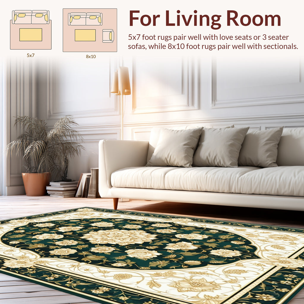 Elegant Floral Medallion Pattern Rug