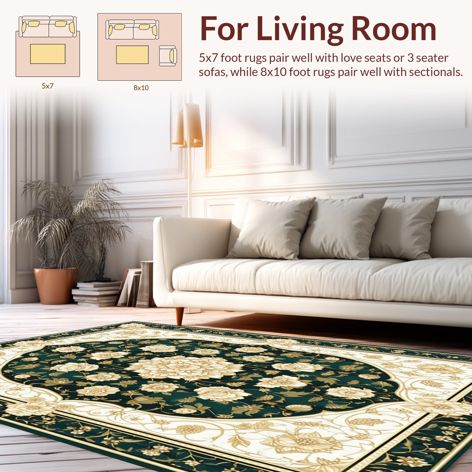 Elegant Floral Medallion Pattern Rug