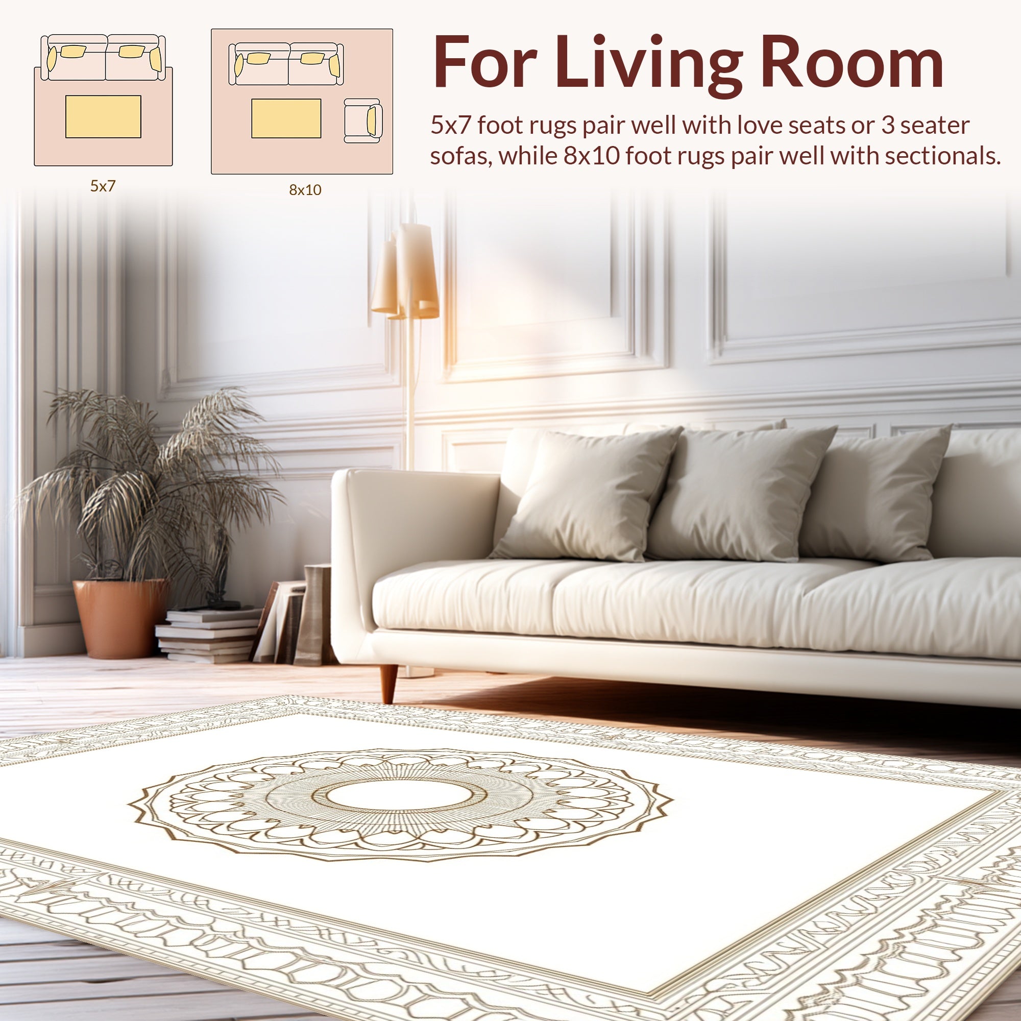 Intricate Circular Medallion Bordered Design Rug