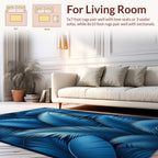 Deep Blue Leafy Pattern Design Rug