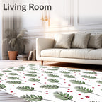 Green Fern Red Berry Scatter Rug
