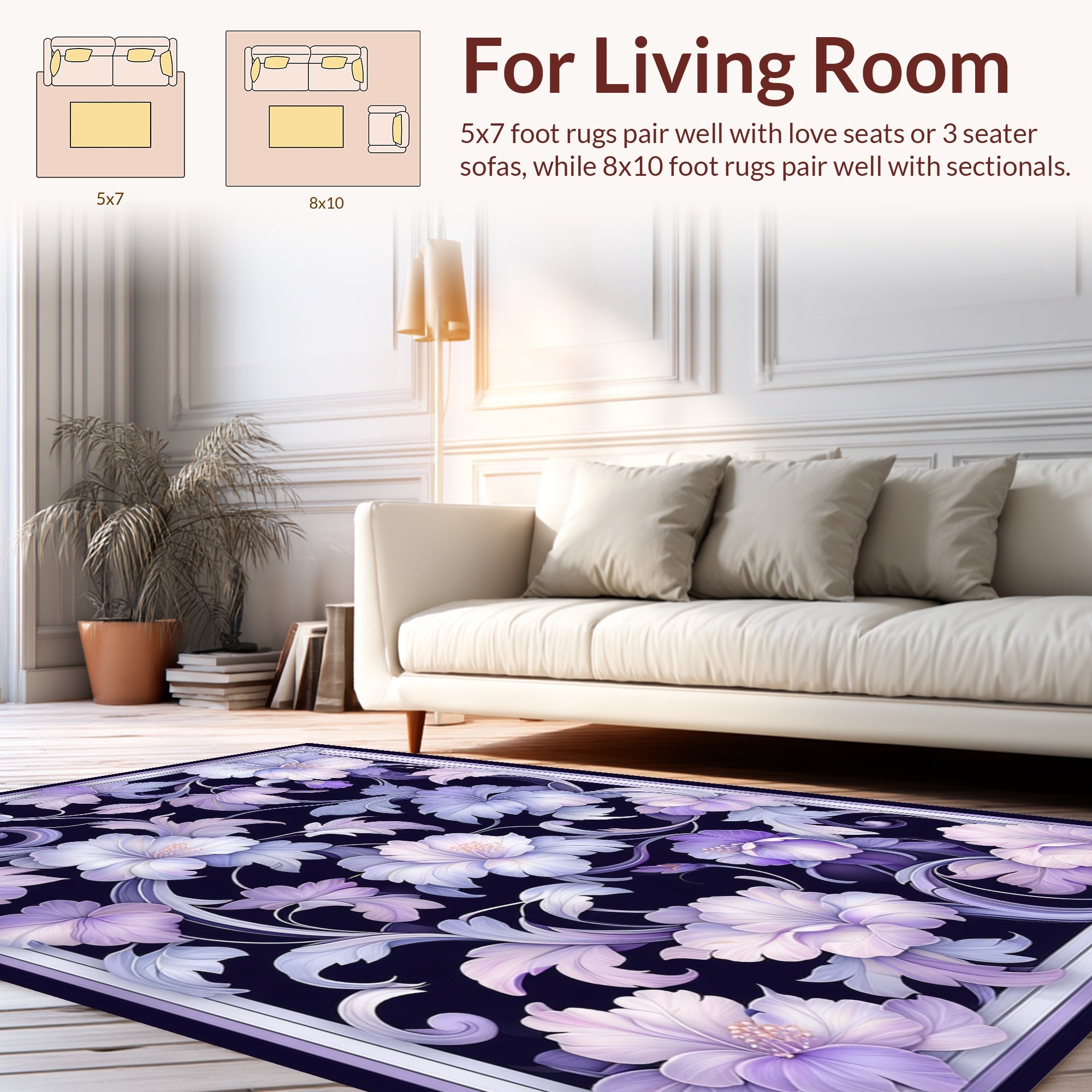 Elegant Floral Vines Pattern Rug