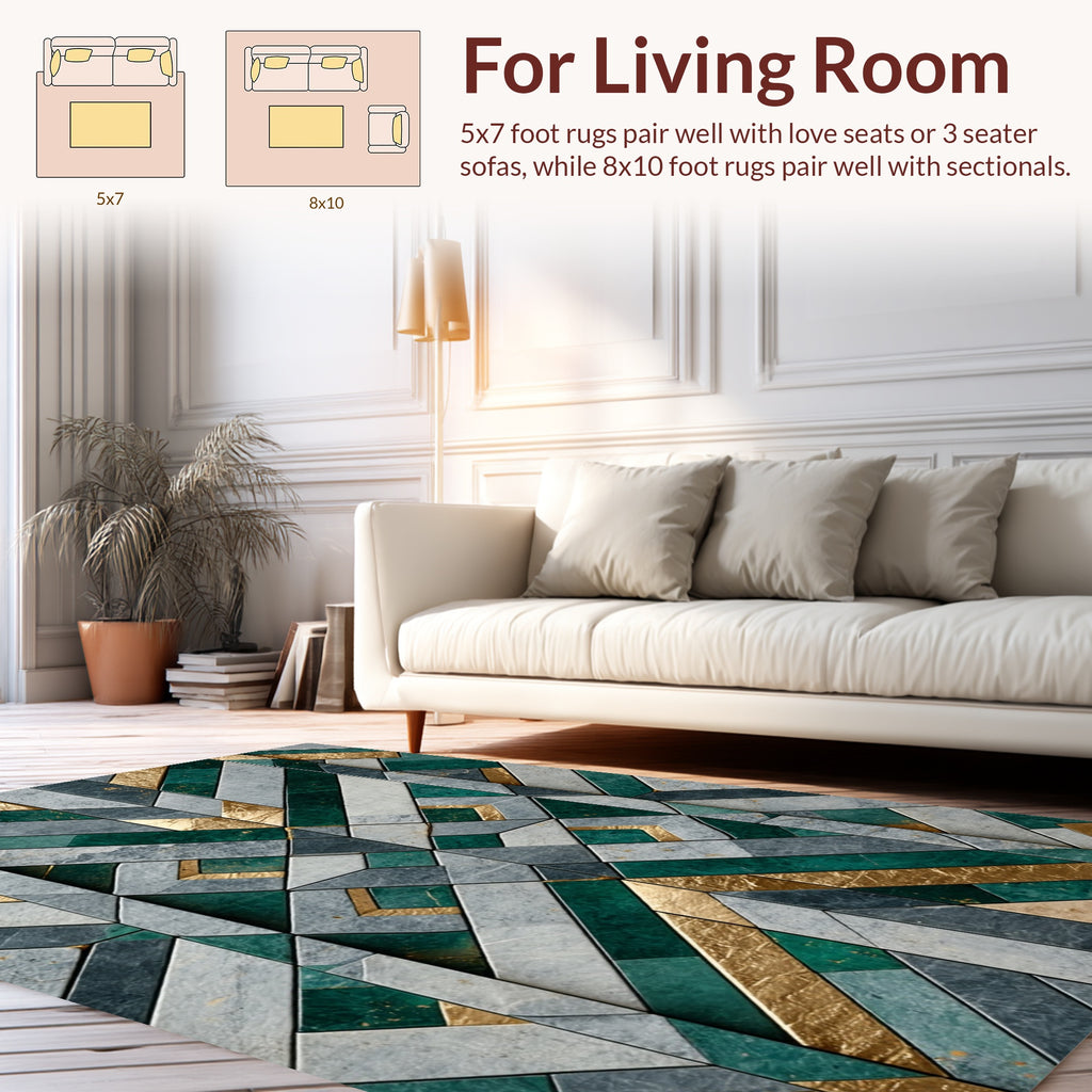 Emerald Gold Geo Blocks Rug