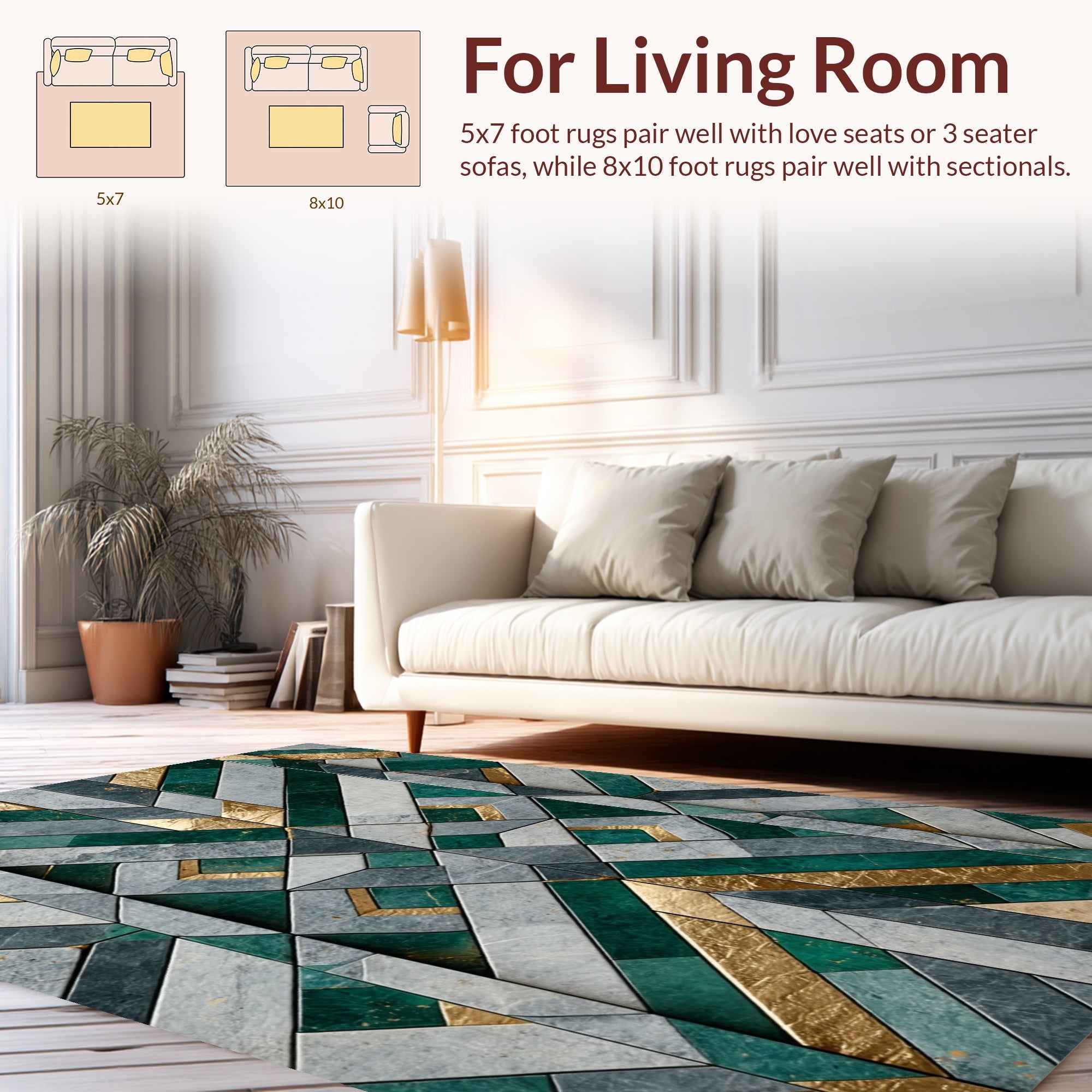 Emerald Gold Geo Blocks Rug