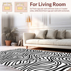 Abstract Black White Wavy Lines Pattern Rug