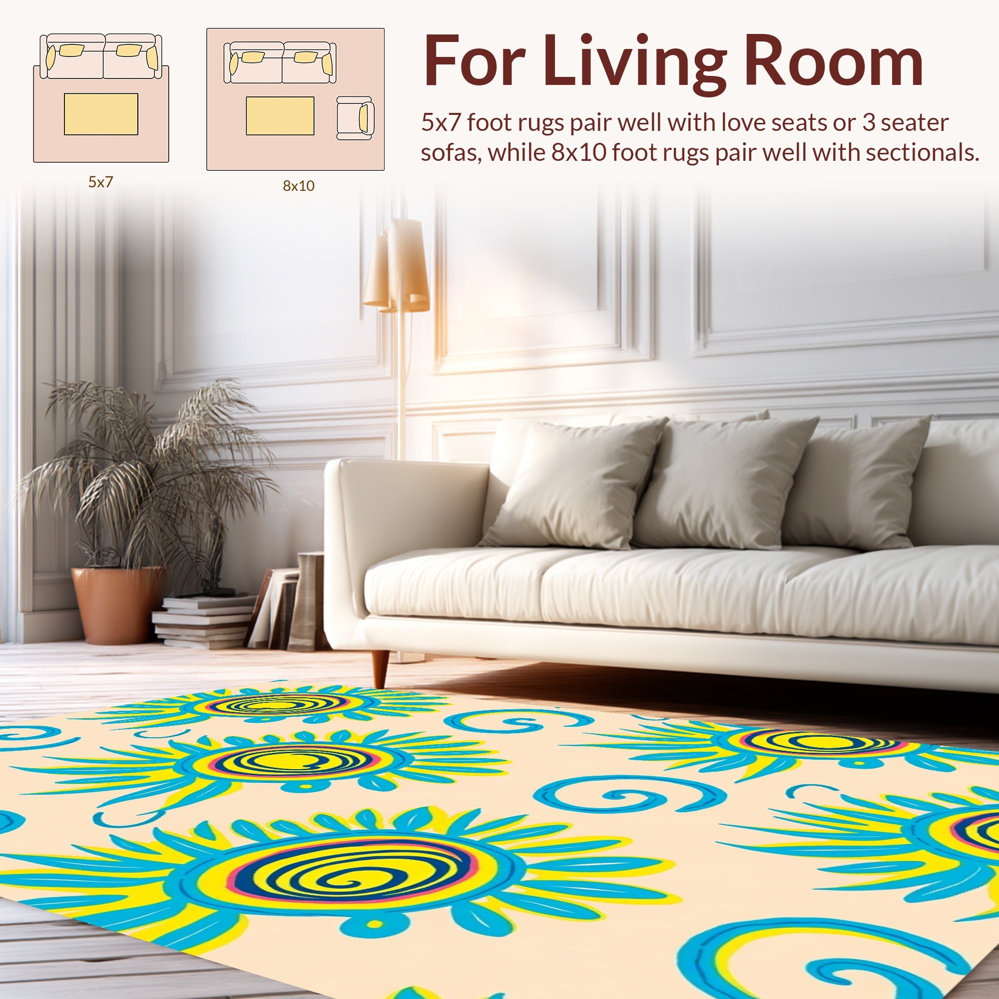 Sunny Spiral Funky Floral Pattern Rug