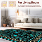 Turquoise Floral Medallion Pattern Rug