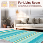 Coastal Blue Stripe Design Rug