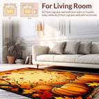 Autumn Leaves Pumpkins Pattern Rug