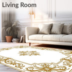 Gold Floral Acanthus Border Rug