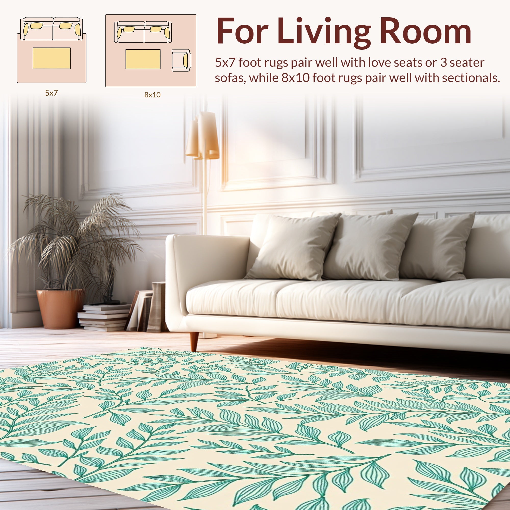 Nature Inspired Leaf Pattern Rug