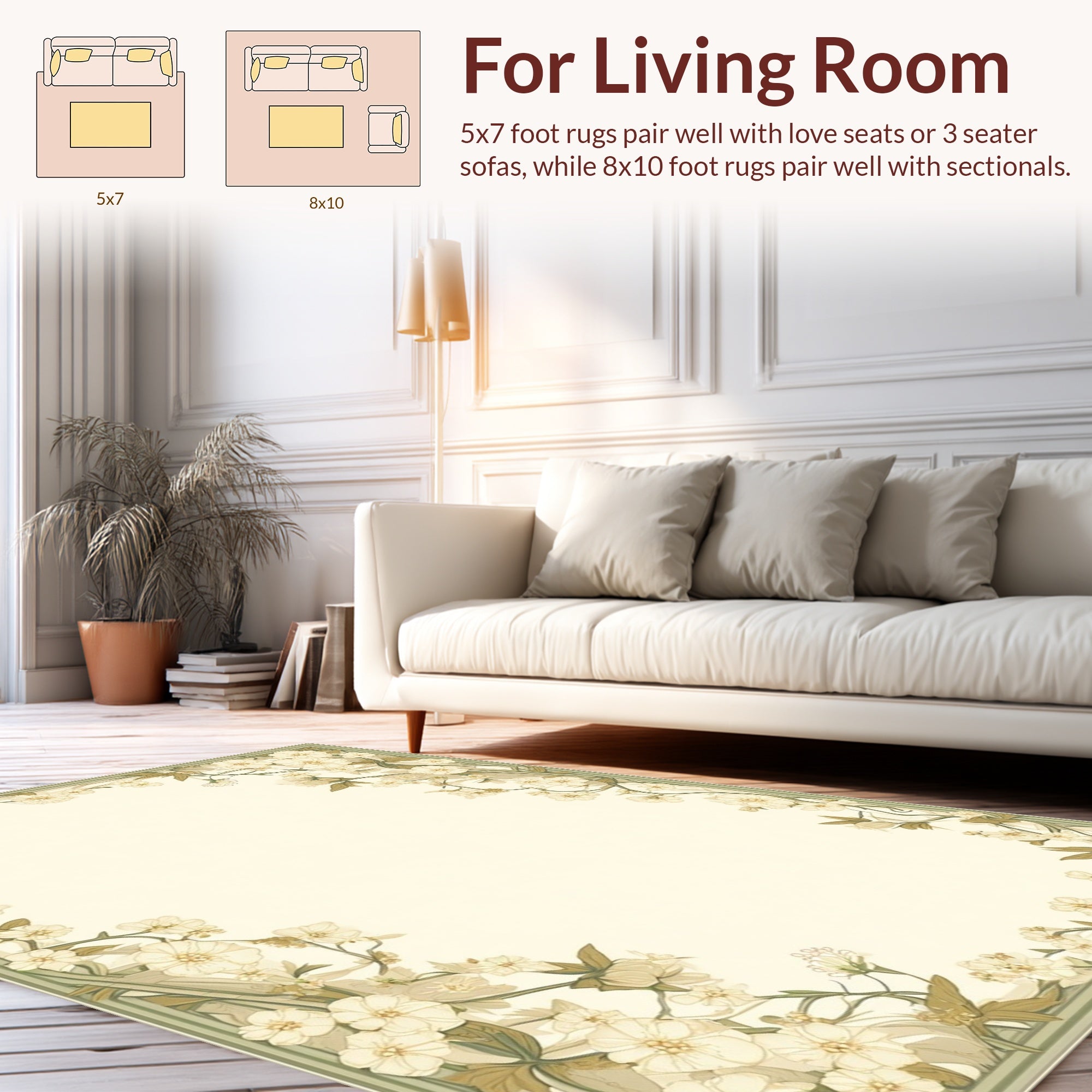 Floral Vine Border Design Rug