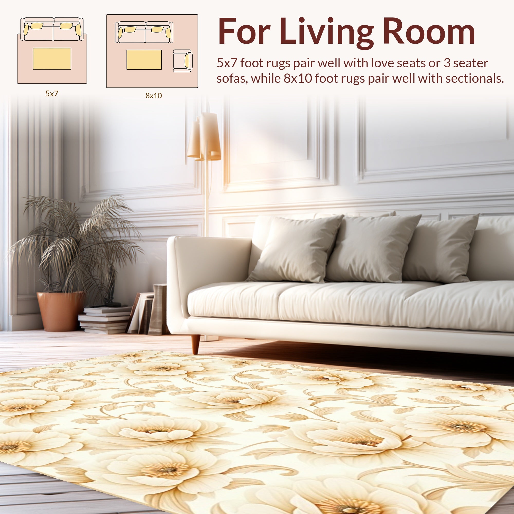 Vintage Floral Scroll Pattern Rug