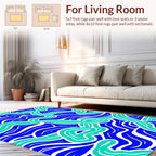 Abstract Blue Aqua Wavy Stripes Rug
