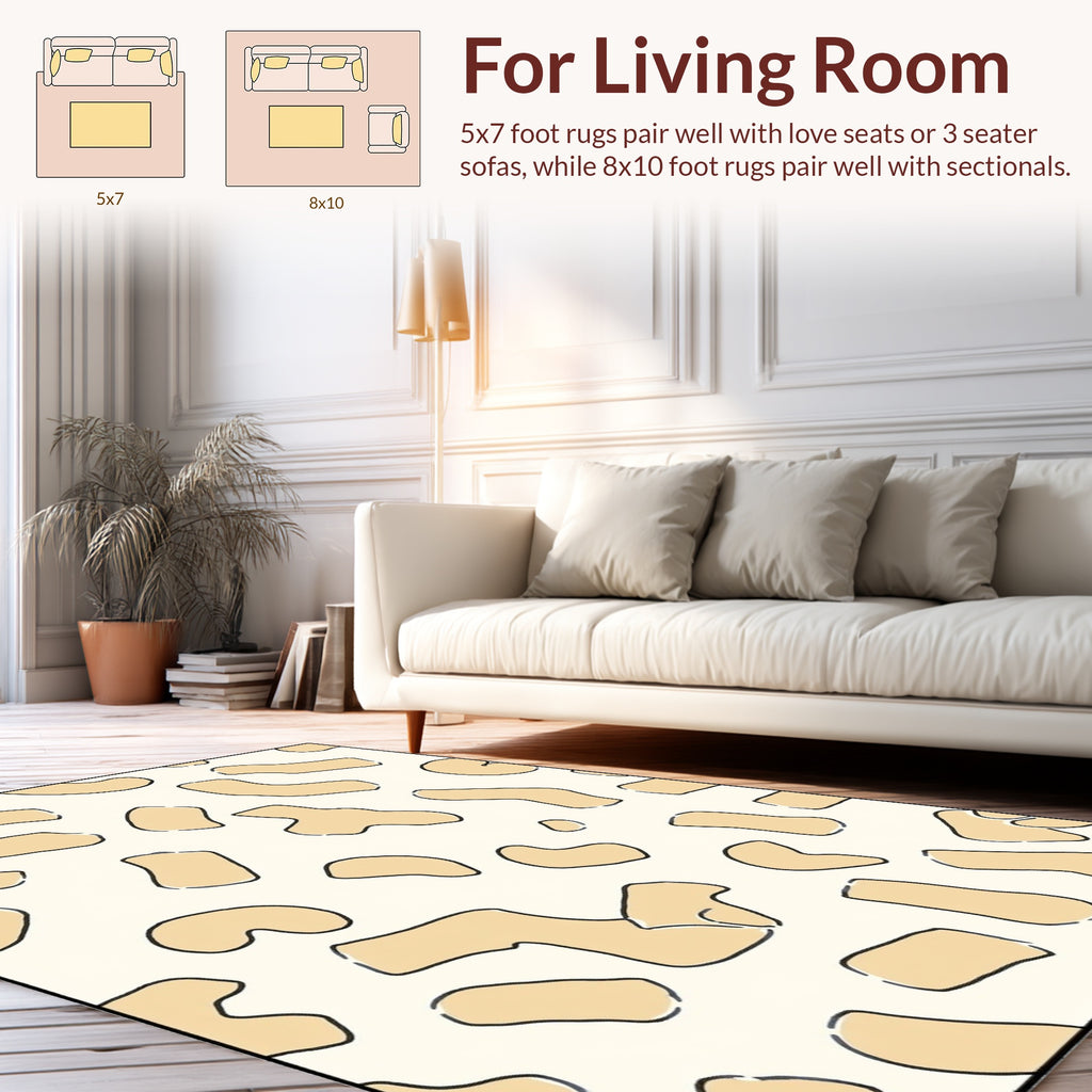 Abstract Tan Shapes Pattern Rug