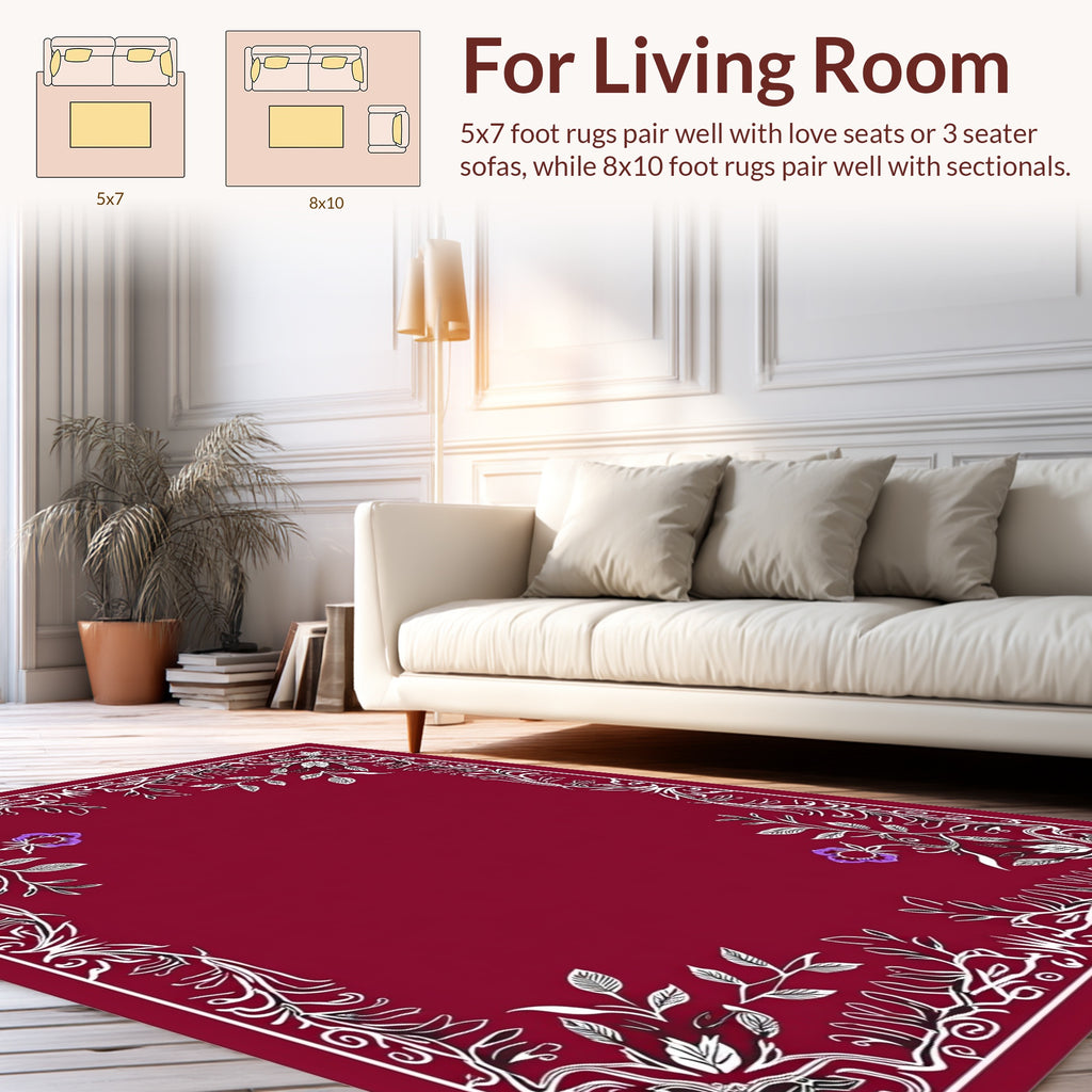 Elegant Floral Vines Border Design Rug