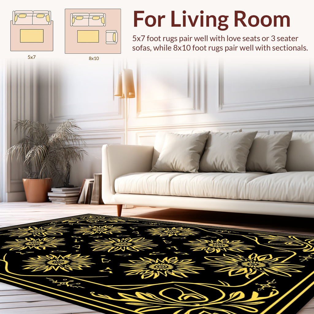 Ornate Floral Sunburst Pattern Rug