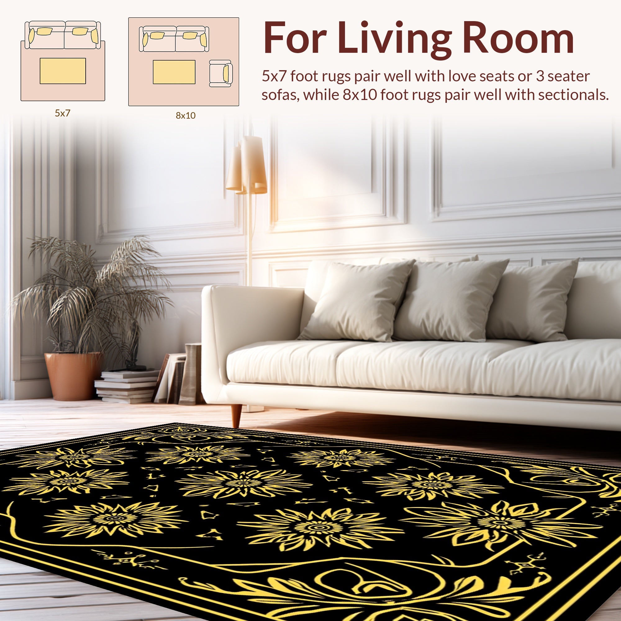 Ornate Floral Sunburst Pattern Rug
