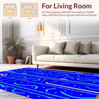 Bold Blue Striped Abstract Swirl Rug