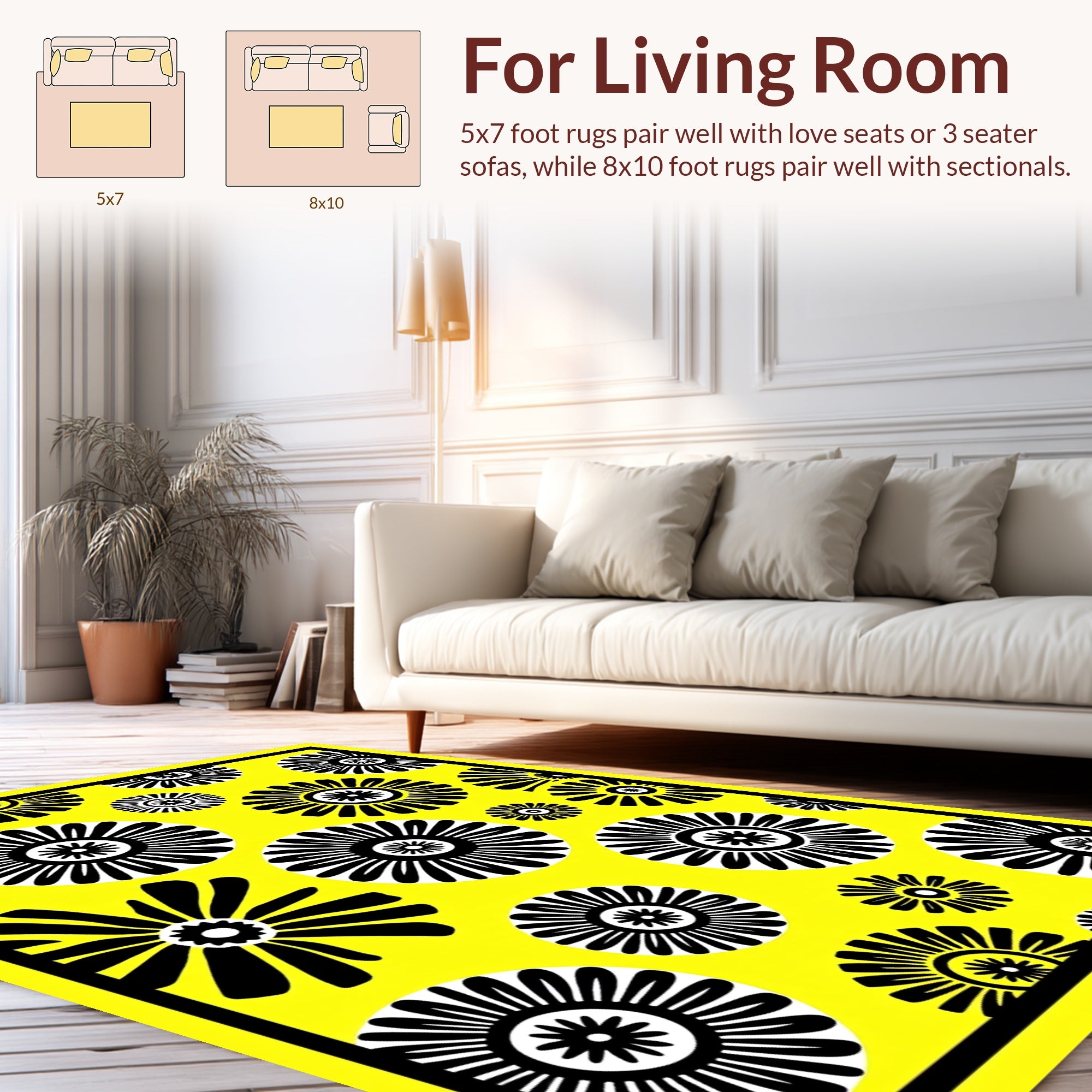 Bold Floral Sunburst Pattern Rug