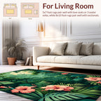 Vivid Tropical Jungle Floral Design Rug