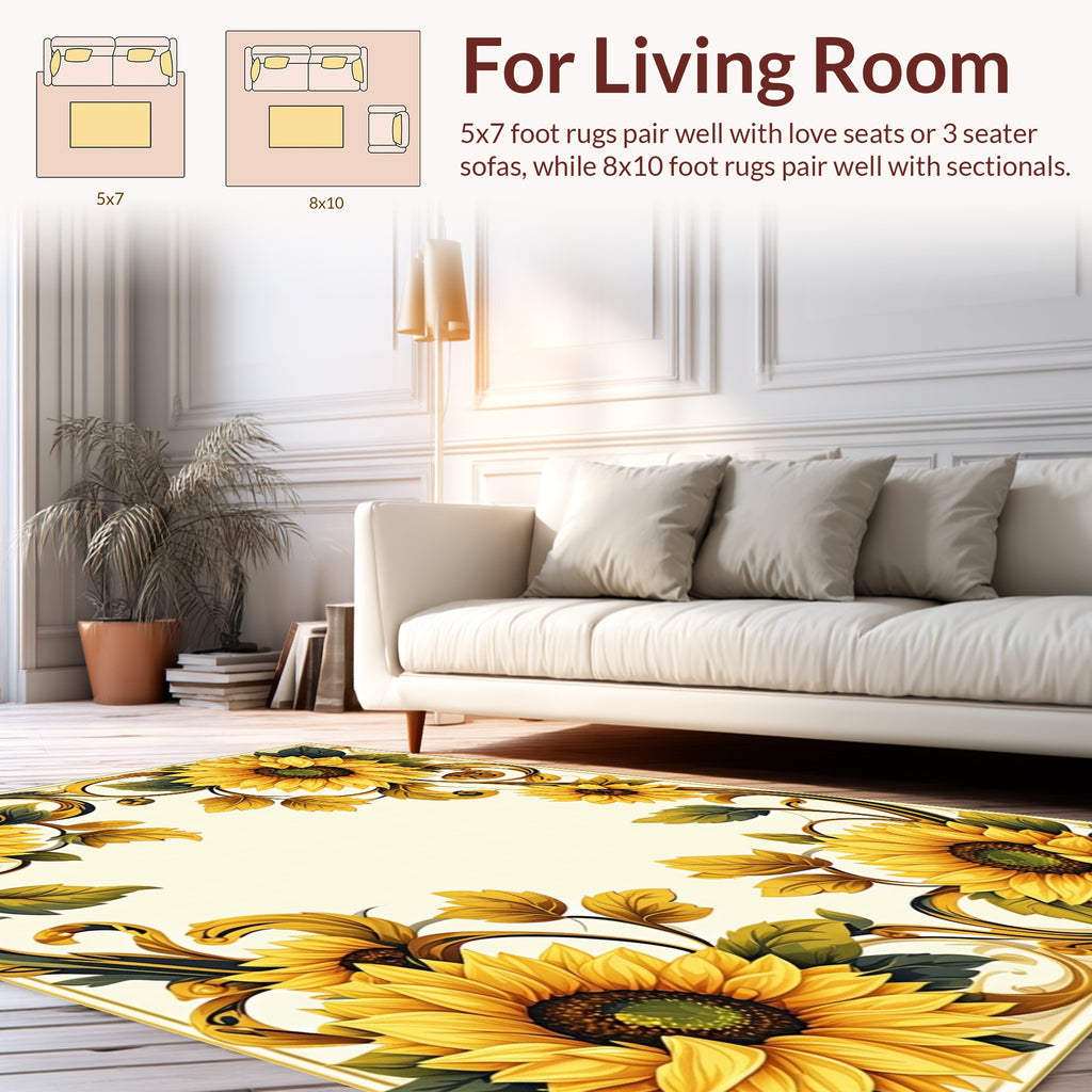 Golden Sunflower Vintage Swirl Rug