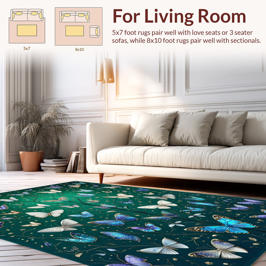 Enchanting Butterfly Garden Pattern Rug