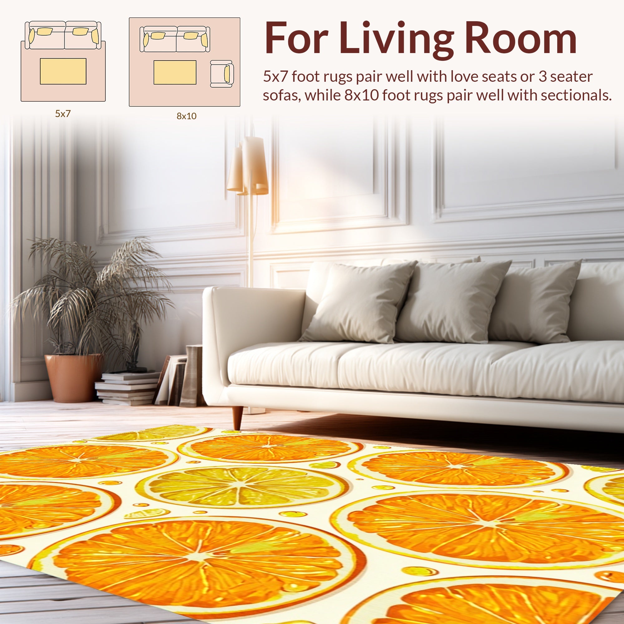Citrus Slice Patterned Fun Design Rug