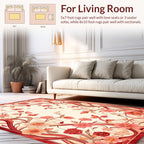 Floral Vine Red Cream Pattern Rug