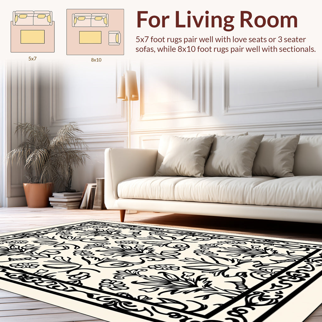 Classic Floral Scroll Work Design Rug